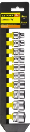 Набор STAYER &quot;STANDARD&quot;: Торцовые головки (3/8&quot;) на пластиковом рельсе, 8-19мм, 10 предметов 27757-H10 купить в Нягани