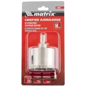 Сверло алмазное по керамограниту 50 х 67 мм 3-гранный хвостовик MATRIX 726503 купить в Нягани
