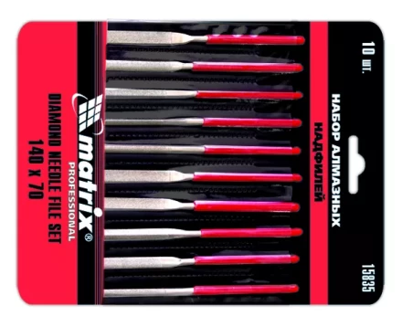 Набор надфилей алмазных 140х70х3 мм 10 штук MATRIX MASTER 15835 купить в Нягани