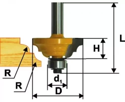 Фреза кром. калевочная ф33,3х13мм R4мм хв. 8мм Энкор 46268