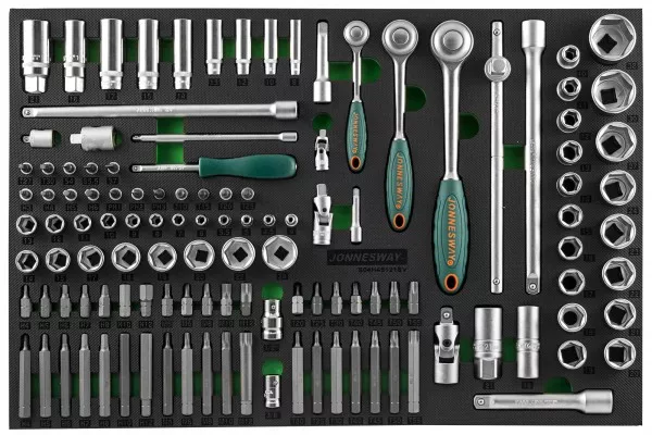 Набор головок торцевых 1/4" 3/8" 1/2"DR 81предмет вставок бит-40предметов EVAложемент Jonnesway S04H45121SV 49275 купить в Нягани