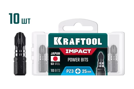 KRAFTOOL Impact PZ 3, 25 мм, 10 шт, ударные биты (26193-3-25-S10) купить в Нягани