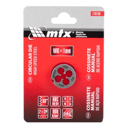 Плашка М6 х 1 мм, Р6М5 Matrix 770759 купить в Нягани