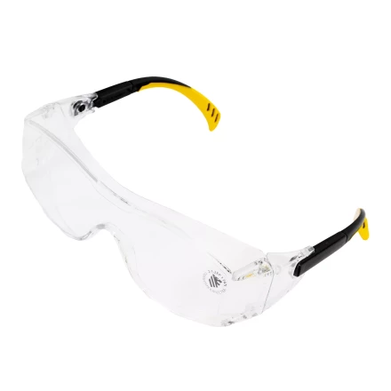 Очки защитные открытые Denzel 89201, поликарбонатные, увеличенная прозрачная линза,  регулируемые дужки купить в Нягани