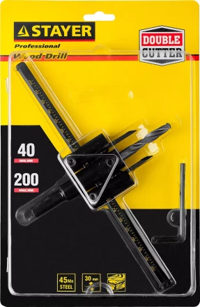 Сверло регулируемое, STAYER Profi 2944-200, двухрезцовое, по дереву, &quot;Балеринка&quot;, d=40-200мм 2944-200 купить в Нягани