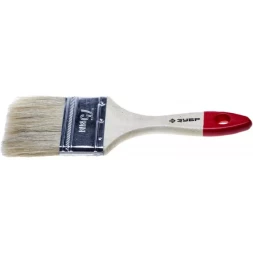 Кисть плоская ЗУБР "УНИВЕРСАЛ-СТАНДАРТ ", натуральная щетина, деревянная ручка, 75мм 4-01001-075