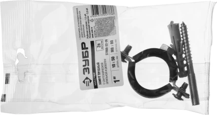 ЗУБР &quot;МАСТЕР&quot;. Хомут трубный с гайкой, оцинкованный, в комплекте с сантехнической шпилькой и дюбелем, 1&quot;, 1шт 37866-32-36 купить в Нягани