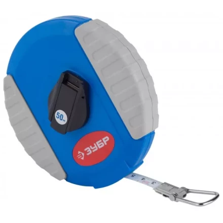 Мерная лента ЗУБР &quot;ЭКСПЕРТ&quot;, стальное полотно с нейлоновым покрытием, двухкомпонентный ударопрочный корпус, 50м 34165-50_z01 купить в Нягани