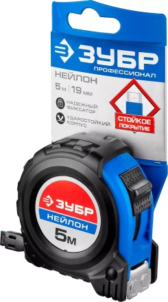 Рулетка ЗУБР &quot;НЕЙЛОН&quot;, нейлоновое покрытие, упрочненное полотно, ударопрочный обрезиненный корпус, 5м/19мм 34056-05-19_z01 купить в Нягани