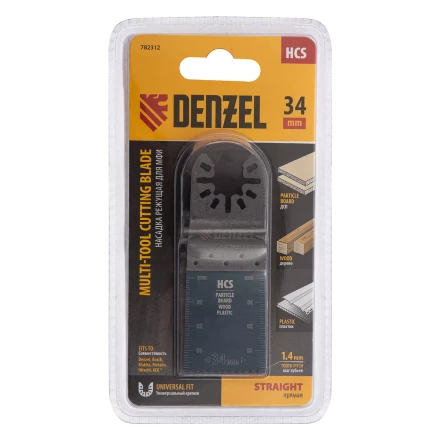 Насадка для МФИ режущая пазовая прямая, HCS, по дереву, 34 х 1.4 мм, мелкий зуб Denzel 782312 купить в Нягани