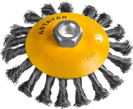 STAYER &quot;PROFESSIONAL&quot;. Щетка коническая для УШМ, жгутированная стальная проволока 0,5мм, 115ммхМ14 35135-115 купить в Нягани