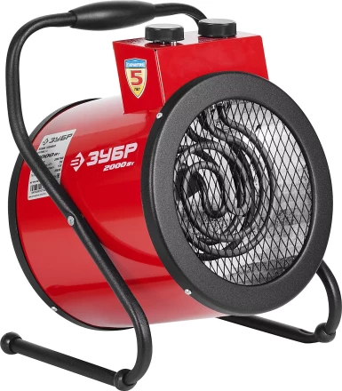 Пушка ЗУБР &quot;МАСТЕР&quot; &quot;круглая&quot; тепловая электрическая, гладкий нерж ТЭН, 2/1 кВт, 220В ЗТП-2000_М2 купить в Нягани