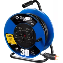 Удлинитель на катушке "КГ 315", 30 м, 3700 Вт, 4 гнезда, IP44, КГ 3х1,5 кв мм, ЗУБР 55080-30