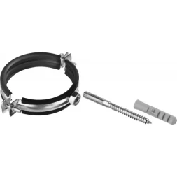 ЗУБР "МАСТЕР". Хомут трубный с гайкой, оцинкованный, в комплекте с сантехнической шпилькой и дюбелем, 3", 1шт 37866-87-92