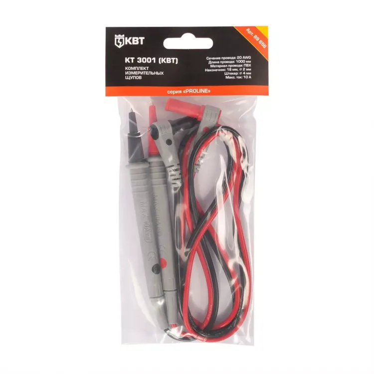 Комплект измерительных щупов КВТ КТ 3001 PROLINE 1000 мм, 20 AWG, 2 мм (89656) купить в Нягани