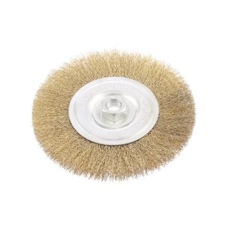 Щетка для УШМ 150 мм М14 плоская латунированная витая проволока MATRIX 74652 купить в Нягани