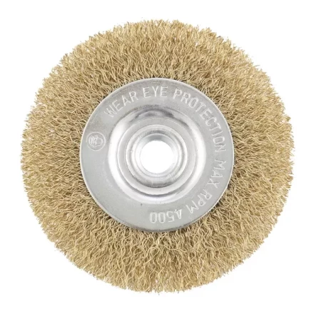 Щетка для УШМ 150 мм М14 плоская латунированная витая проволока MATRIX 74652 купить в Нягани