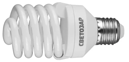 Энергосберегающая лампа СВЕТОЗАР &quot;КОМПАКТ&quot; спираль,цоколь E27(стандарт),Т2,яркий белый свет(4000 К),10000час,25Вт(125) 44454-25_z01 купить в Нягани