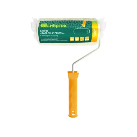 Валик &quot;Фасадные работы&quot;,180 мм, ворс 18 мм, D 48 мм, D ручки - 6 мм, полиакрил,полиэстер Сибртех 80206 купить в Нягани