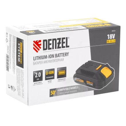 Батарея аккумуляторная Denzel IB-18-2.0, Li-Ion, 18 В, 2.0 А/ч 28433 купить в Нягани
