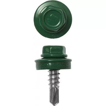 Саморезы ЗУБР &quot;ПРОФЕССИОНАЛ&quot; окраш., RAL 6002 зелен. лист, для крепл. кров. матер. к металл. констр., 5.5x25мм, 1800шт 4-300310-55-025-6002 купить в Нягани