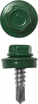 Саморезы ЗУБР &quot;ПРОФЕССИОНАЛ&quot; окраш., RAL 6002 зелен. лист, для крепл. кров. матер. к металл. констр., 5.5x25мм, 1800шт 4-300310-55-025-6002 купить в Нягани