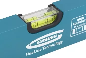 Уровень алюминиевый усиленный 400 мм толщина профессиональный 2 мм 3 глазка  GROSS 33624 купить в Нягани