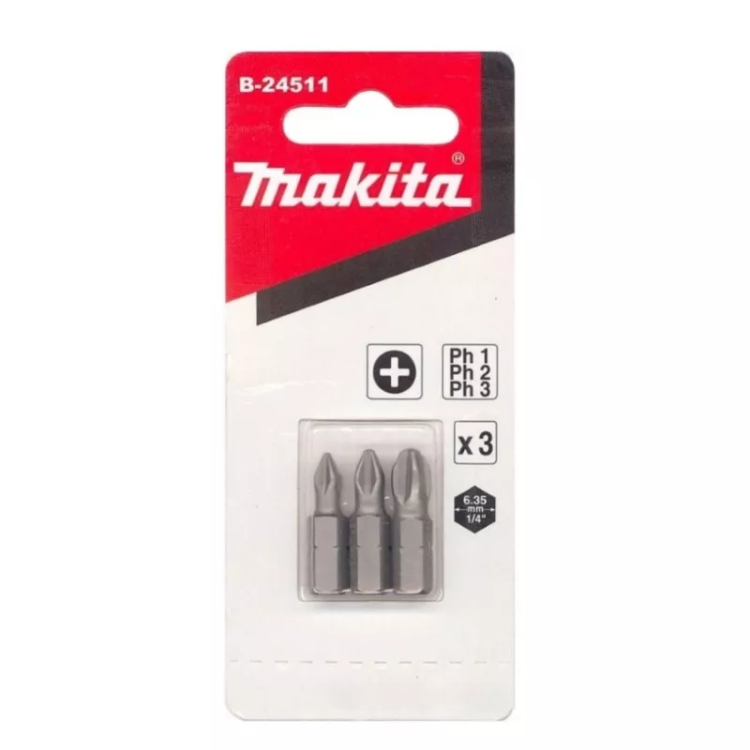 Биты Makita PH1,2,3 25мм 3шт (B-24511) купить в Нягани