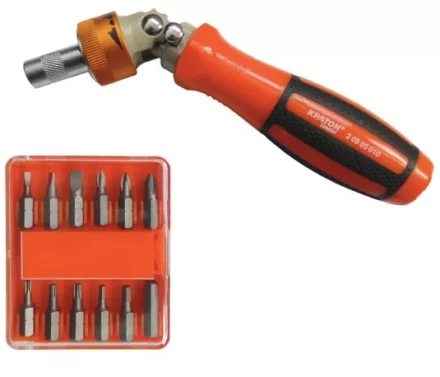 Отвертка-держатель бит реврсивно-рычажная Кратон Complect 12 в 1 2 09 05 010 купить в Нягани