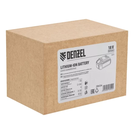Батарея аккумуляторная Denzel IB-18-4.0, Li-Ion, 18 В, 4.0 А/ч 28434 купить в Нягани