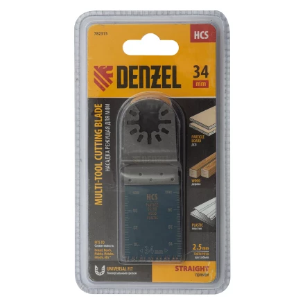 Насадка для МФИ режущая пазовая прямая, HCS, по дереву, ламинату 34 х 2.5 мм, крупный зуб Denzel 782315 купить в Нягани