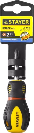 Отвертка STAYER &quot;PROFESSIONAL&quot; &quot;PROTech&quot;, двухкомп рукоятка, намагниченная, Cr-Mo, PH2x38мм 25132-2-38_z02 купить в Нягани