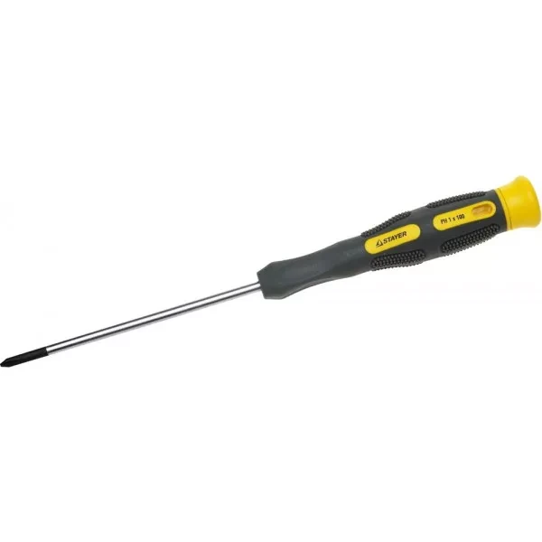 Отвертка STAYER "PROFESSIONAL" "MAX-GRIP" для точн работ, Cr-V, двухкомп рукоятка, магнит наконечник, PH №1x100мм 25826-1-100 G купить в Нягани