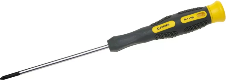 Отвертка STAYER "PROFESSIONAL" "MAX-GRIP" для точн работ, Cr-V, двухкомп рукоятка, магнит наконечник, PH №1x100мм 25826-1-100 G купить в Нягани