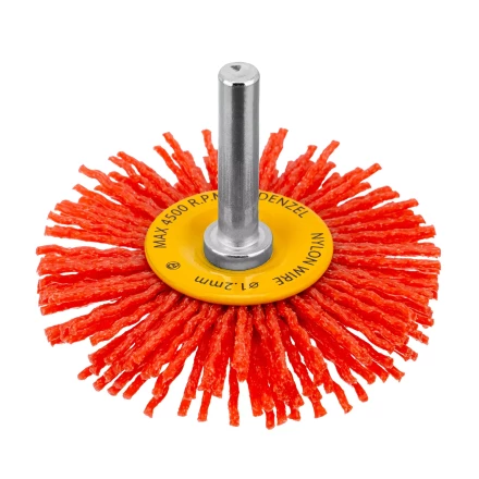 Щетка для дрели Denzel, 65 мм, Плоская, со шпилькой, нейлоновая щетина, 74433 купить в Нягани
