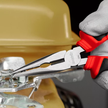 Длинногубцы прямые Matrix, 180 мм, хром-ванадий, двухкомпонентные рукоятки, 17310 купить в Нягани