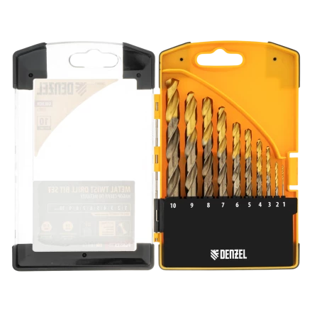 Набор сверл по металлу Denzel 723006, 1,5-6,5мм, Р6М5К8-TiN, Golden Tip, 13 шт купить в Нягани