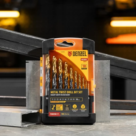 Набор сверл по металлу Denzel 723006, 1,5-6,5мм, Р6М5К8-TiN, Golden Tip, 13 шт купить в Нягани