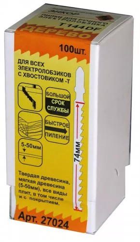 Пилка для электролобзика T144 DF BiM 1шт/100 Энкор 27024 купить в Нягани