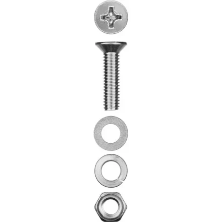 Винт (DIN965) в комплекте с гайкой (DIN934), шайбой (DIN125), шайбой пруж. (DIN127), M4 x 25 мм, 20 шт, ЗУБР 303456-04-025 купить в Нягани