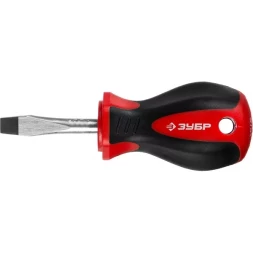 Отвертка ЗУБР "МАСТЕР", "STUBBY" ( бочка ), Cr-v, эргономичная двухкомпонентная рукоятка, SL6,0x38мм 25061-38-6.0_z02