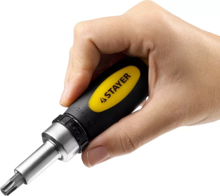 Отвертка реверсивная в наборе с битами, STAYER 2557-H38, Cr-V сталь, 38 предметов 2557-H38 купить в Нягани