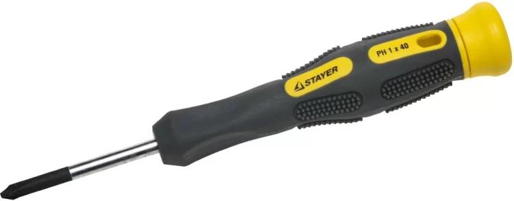 Отвертка STAYER "PROFESSIONAL" "MAX-GRIP" для точн работ, Cr-V, двухкомп рукоятка, магнит наконечник, PH №1x40мм 25826-1-040 G купить в Нягани