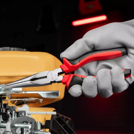 Длинногубцы прямые Matrix, 200 мм, хром-ванадий, двухкомпонентные рукоятки, 17311 купить в Нягани