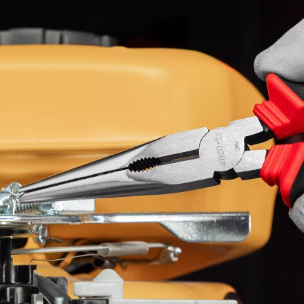 Длинногубцы прямые Matrix, 200 мм, хром-ванадий, двухкомпонентные рукоятки, 17311 купить в Нягани