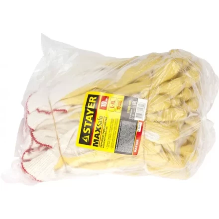 Перчатки STAYER &quot;МASTER&quot; MaxSafe трикотажные, обливная ладонь из латекса, х/б, 13 класс, L-XL, 10 пар 11408-H10 купить в Нягани