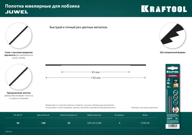 Полотна для лобзика 15345-05 купить в Нягани