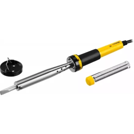 Паяльник STAYER &quot;PROFI&quot; с двухкомпонентной рукояткой и долговечным жалом, в комплекте (припой и подставка), 80 Вт, клин 55300-80 купить в Нягани