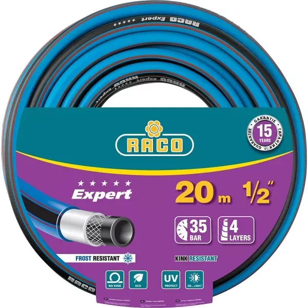 Шланг RACO "EXPERT" поливочный, 30атм., армированный, 3-х слойный, 1/2"x20м 40302-1/2-20 купить в Нягани