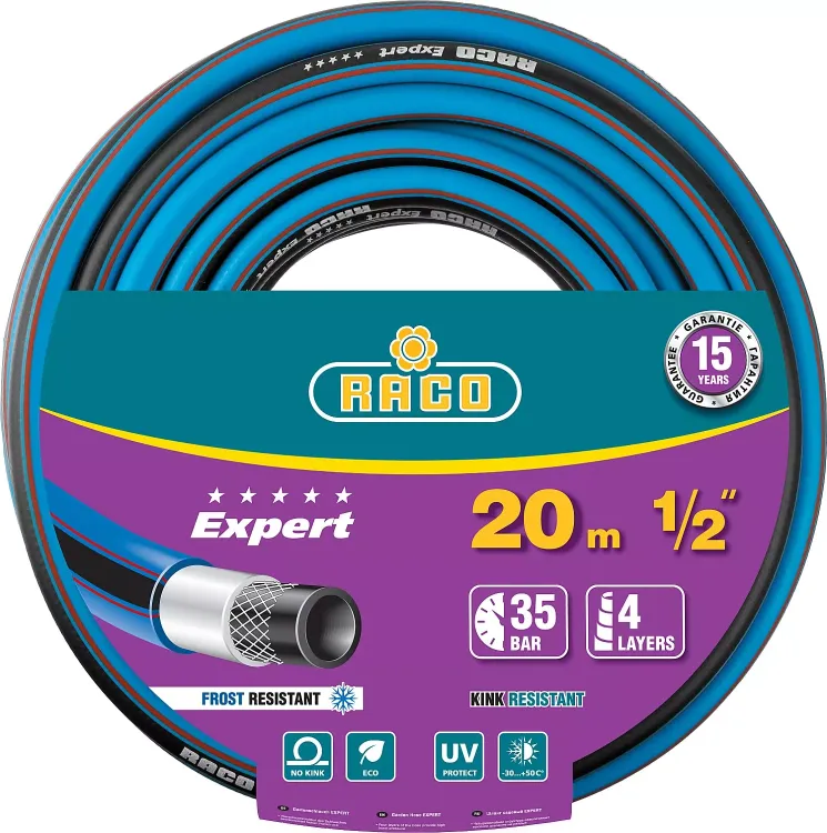 Шланг RACO "EXPERT" поливочный, 30атм., армированный, 3-х слойный, 1/2"x20м 40302-1/2-20 купить в Нягани